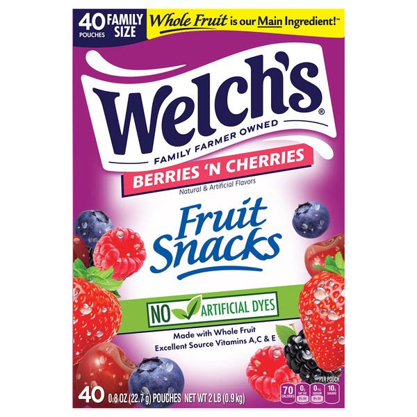Welch's Berries 'N Cherries Fruit Snacks - 40 ct