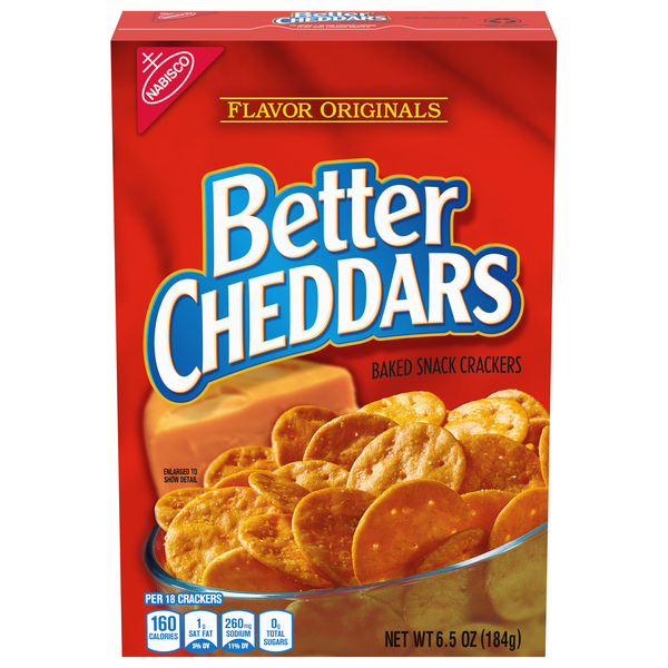 Save on Nabisco Better Cheddars Baked Snack Crackers Flavors Originals