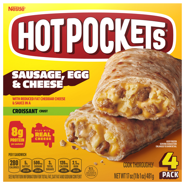 HOT POCKETS Croissant Crust Sausage Egg & Cheese Sandwiches - 4 ct Frozen