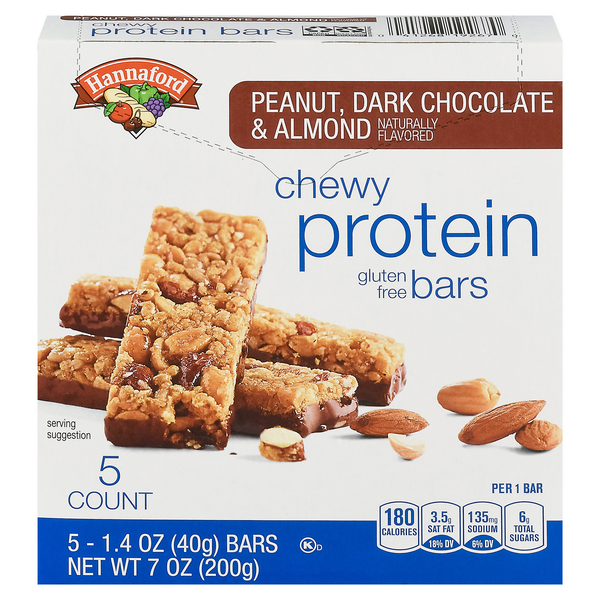 Hannaford Peanut Dark Chocolate & Almond 10g Chewy Protein Bars - 5 ct