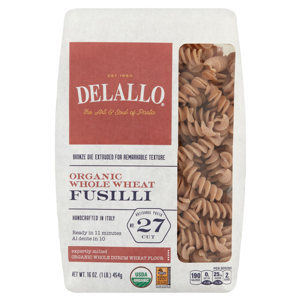 DeLallo Organic Whole Wheat Fusilli Pasta