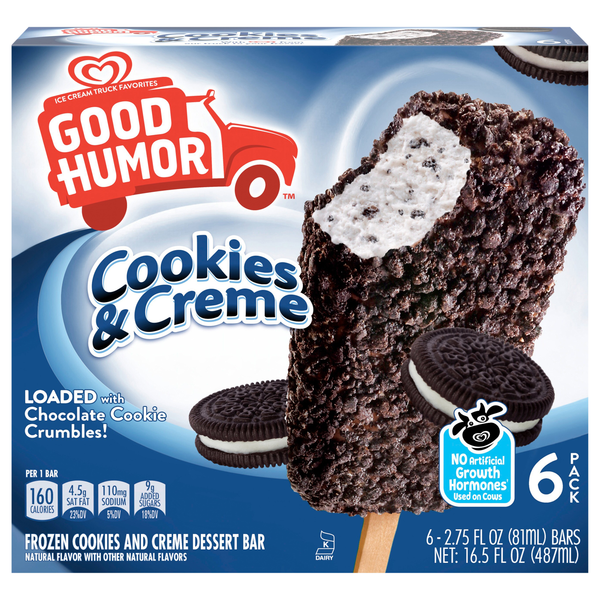 Good Humor Cookies & Creme Frozen Dessert Bars - 6 ct