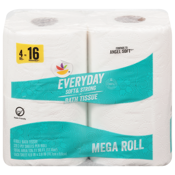 Stop & Shop Everyday Soft & Strong Mega Roll 2-Ply Toilet Paper - 4 ct