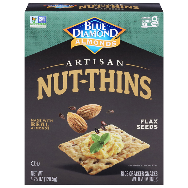 Blue Diamond Artisan Nut-Thins Gluten Free Flax Seeds Rice Crackers