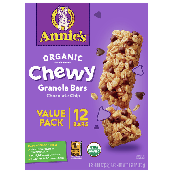Annie's Organic Chewy Chocolate Chip Granola Bar - 12 ct