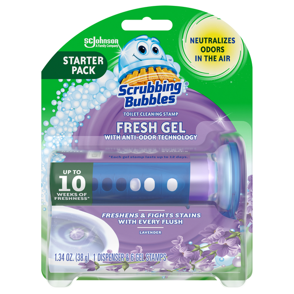 Scrubbing Bubbles Fresh Gel Lavender Toilet Cleaning Stamp Starter Pack
