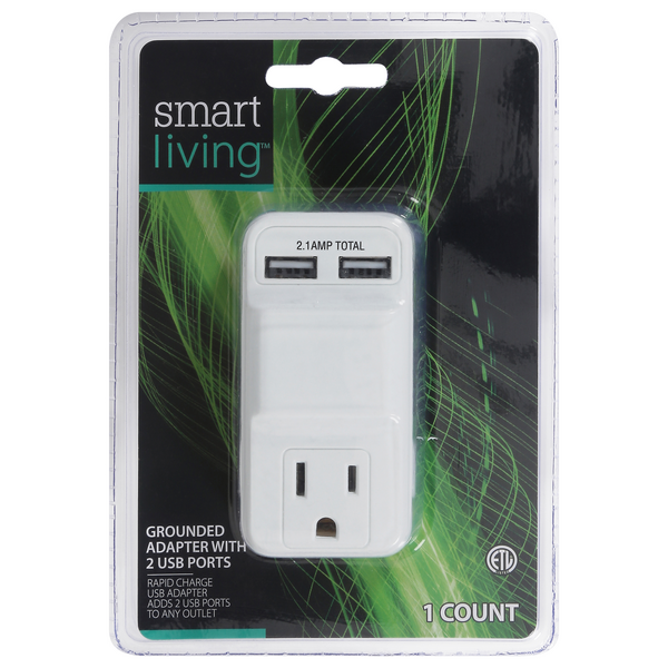 Smart Living Grounded Adapter with 2 USB Ports