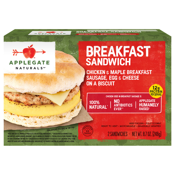 Applegate Naturals Chicken Breakfast Sandwich - 2 ct Frozen