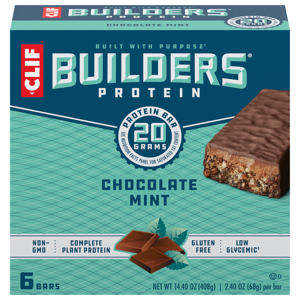 CLIF Builders Chocolate Mint 20g Protein Bar - 6 ct