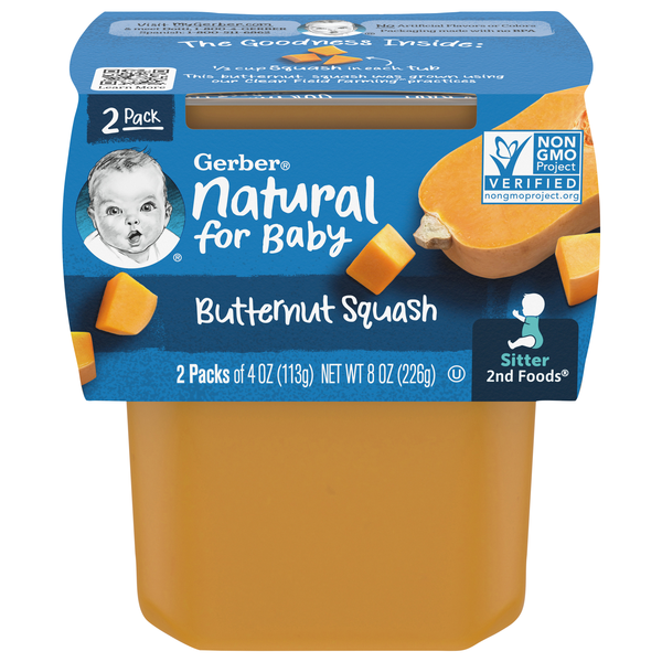 Gerber Natural 2nd Baby Food Butternut Squash - 2 ct