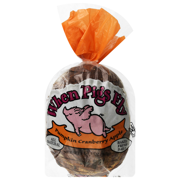 When Pigs Fly Sliced Pumpkin Cranberry Apple Bread Loaf
