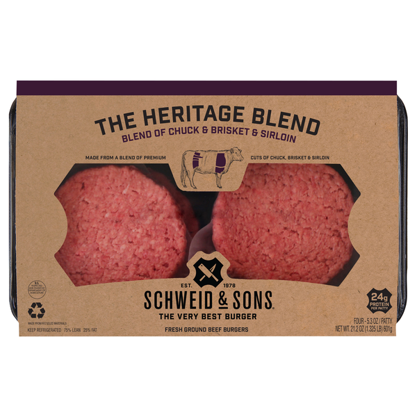 Schweid & Sons The Heritage Blend Ground Beef Burger Patties - 4 ct Fresh