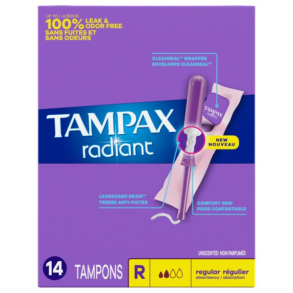Tampax Radiant Unscented Regular Tampons