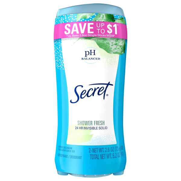 Secret Shower Fresh Antiperspirant Deodorant Invisible Solid 2.6 oz/2 ct