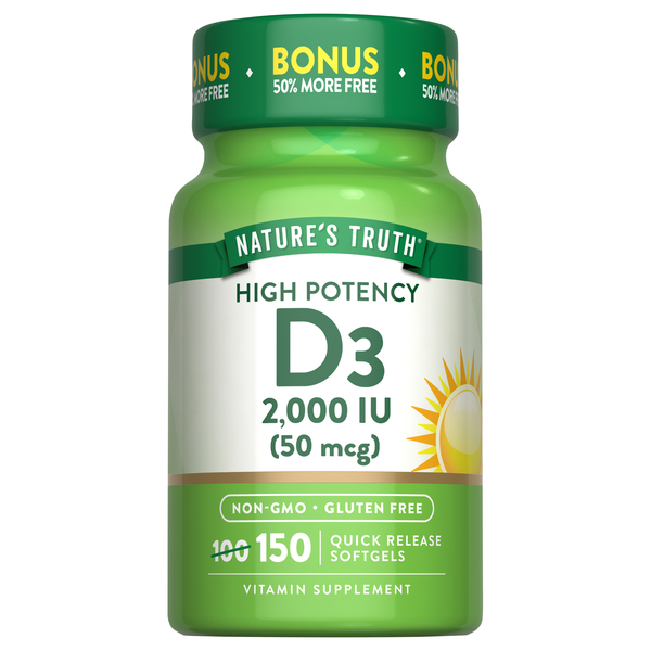 Nature's Truth D3 50 mcg 2000 IU Softgels