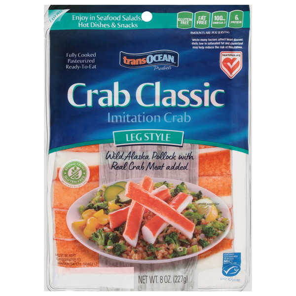 transOcean Crab Classic Imitation Crab Meat Fresh Leg Style