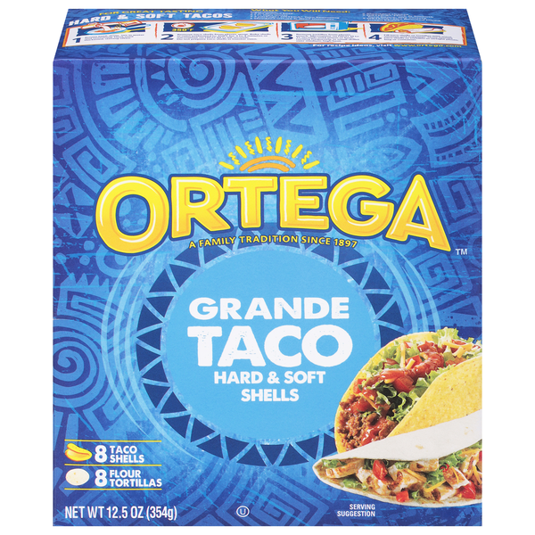 Save on Ortega Taco Shells Grande Hard & Soft - 16 ct Order