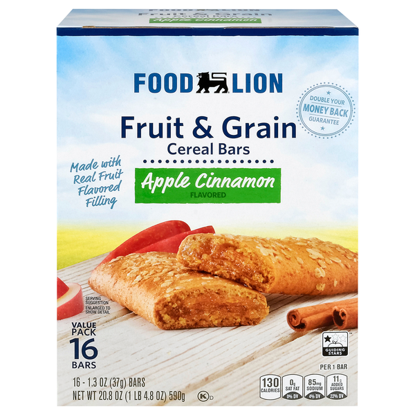 Food Lion Apple Cinnamon Fruit & Grain Cereal Bars - 16 ct