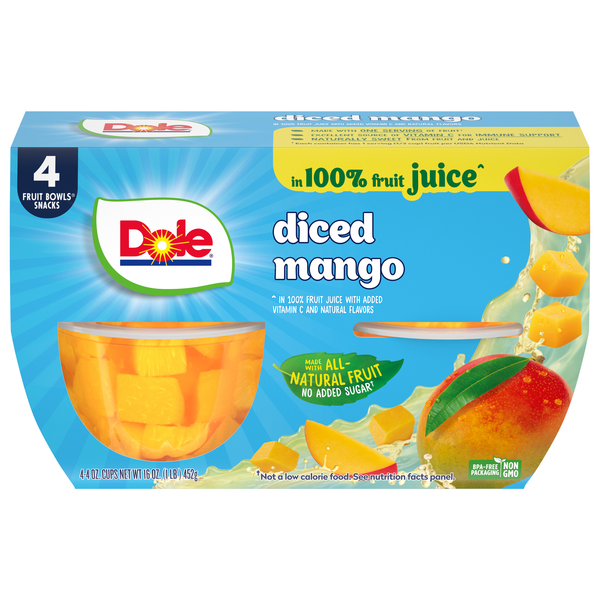 Dole Diced Mango in 100% Fruit Juice - 4 ct