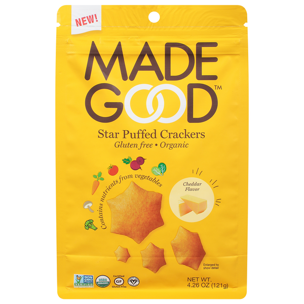Save on Made Good Star Puffed Crackers Cheddar Flavor Gluten Free