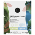 L. Organic Cotton Top Layer Regular + Super Unscented Pads with Wings