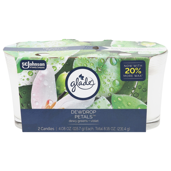 Glade Dew Drop Petals Single Wick Candles - 2 ct