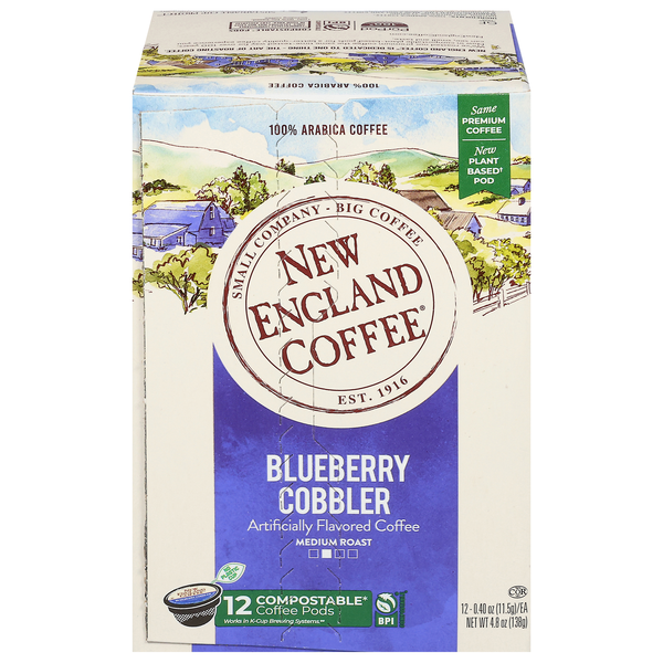 New England Coffee Blueberry Cobbler Flavor Medium Roast Coffee K-Cup Pods