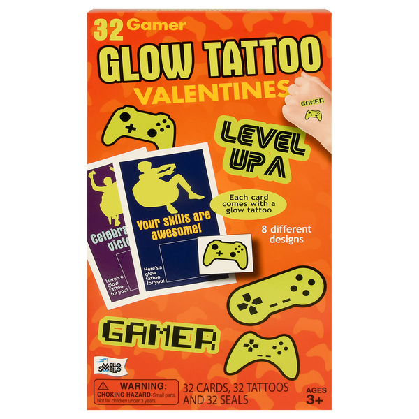 Mello Smello Gamer Glow Tattoo Valentine's Day Cards