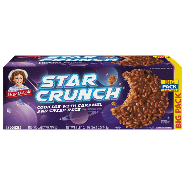 Little Debbie Star Crunch Cookies with Caramel & Rice Big Pack - 12 ct