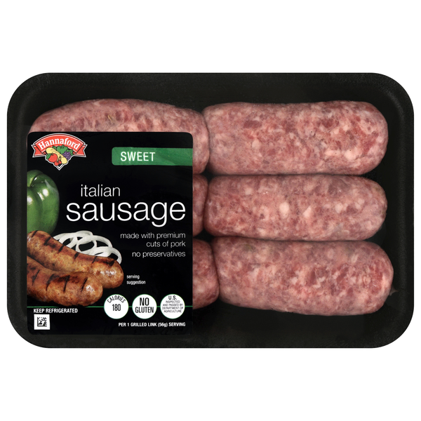 Hannaford Sweet Italian Sausage - 6 ct Fresh