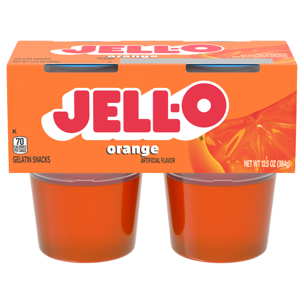 Save on JellO Orange Gelatin Snack Cups 4 ct Order Online Delivery