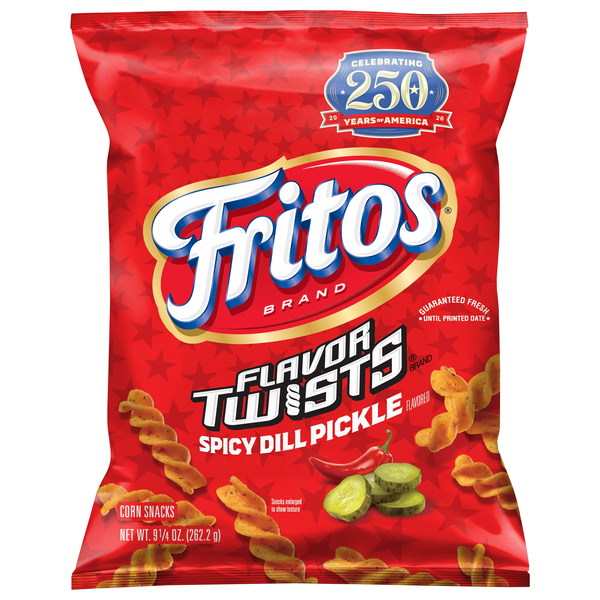 Fritos Flavor Twists Spicy Dill Pickle Flavored Corn Snacks