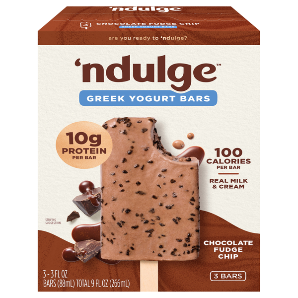 'Ndulge Chocolate Fudge Chip Protein Greek Yogurt Bars - 3 ct Frozen