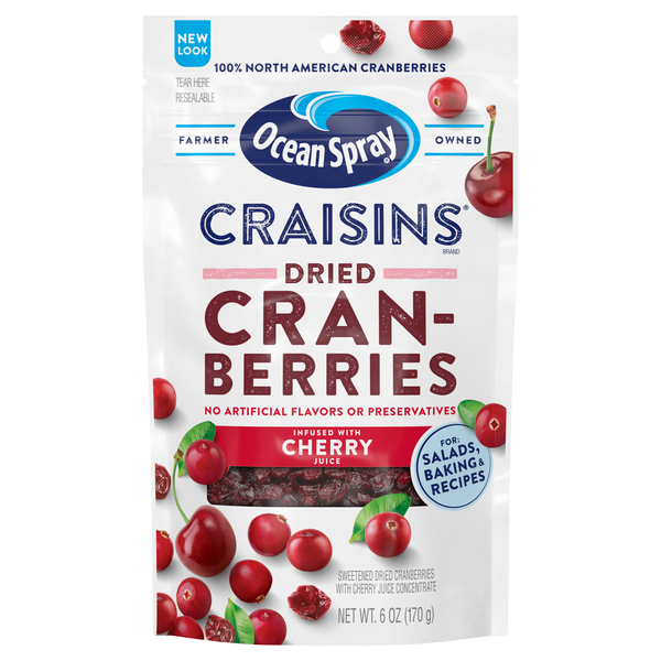 Ocean Spray Craisins Dried Fruit Cranberries Infused with Cherry Juice