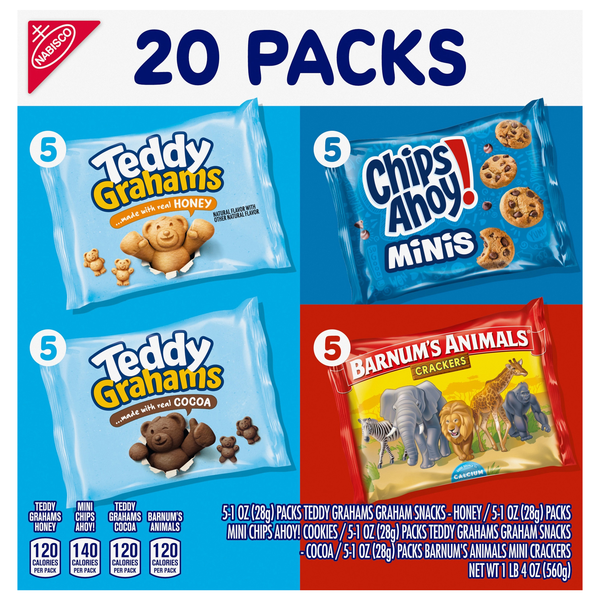 Nabisco Variety Packs (Animal Crackers/Chips Ahoy!/Teddy Grahams) - 20 ct