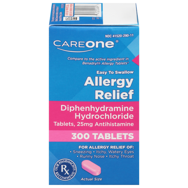 CareOne 25 mg Diphenhydramine Allergy Relief Tablets