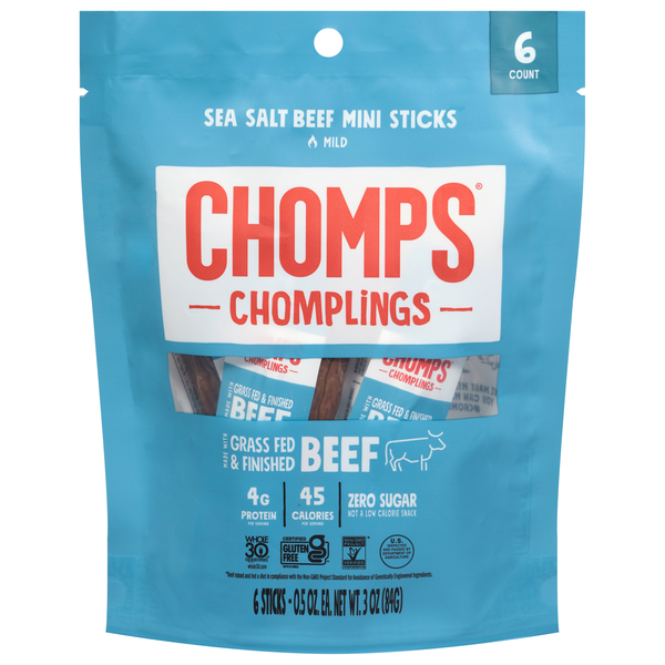 Chomps Chomplings Sea Salt Beef Mini Sticks - 6 ct