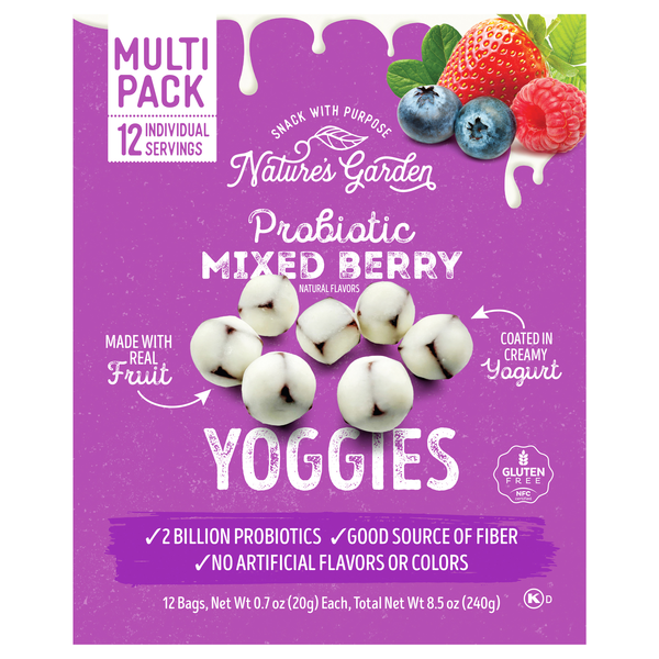 Nature's Garden Yoggies Probiotic Mixed Berry Yogurt Covered Fruit - 12 ct