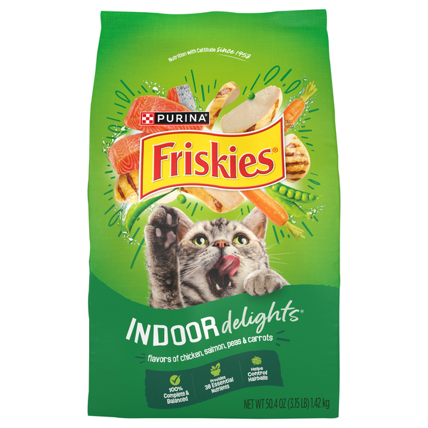 Friskies Indoor Delights Chicken Salmon Cheese & Greens Adult Dry Cat Food