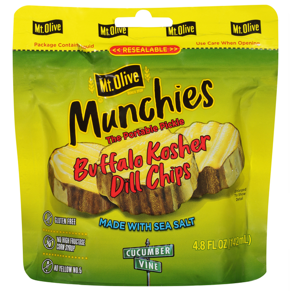Save on Mt. Olive Munchies Pickle Chips Buffalo Kosher Dill Gluten Free