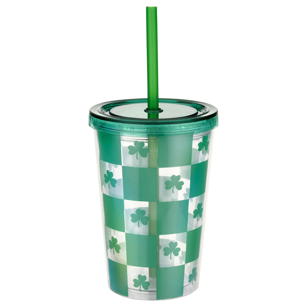 Smart Living St. Patrick's Day Straw Tumbler Shamrocks
