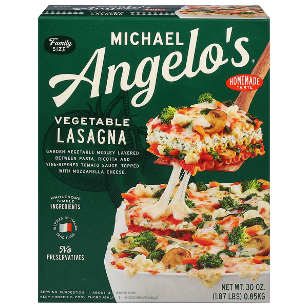 Michael Angelo's Vegetable Lasagna Family Size Frozen Meal