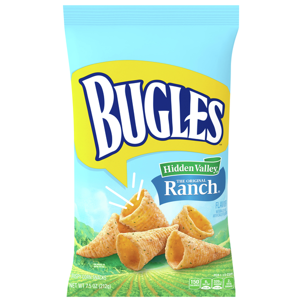 Bugles Hidden Valley Ranch Flavor Crispy Corn Snacks