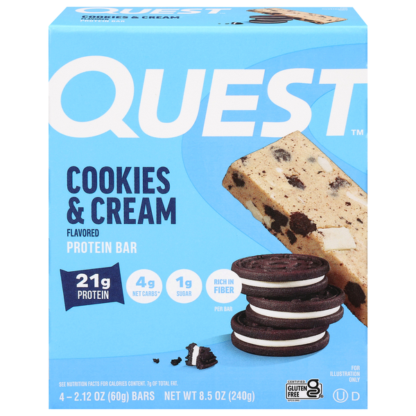 Quest Keto Friendly Cookies & Cream 21g Protein Bars - 4 ct