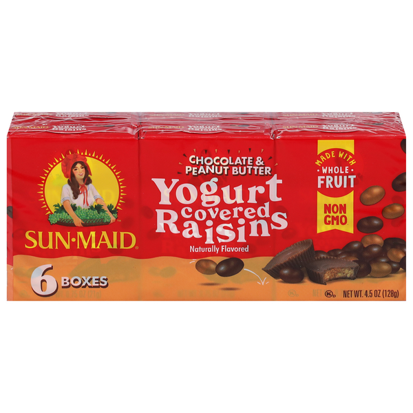 Save on SunMaid Yogurt Covered Raisins Chocolate & Peanut Butter 6