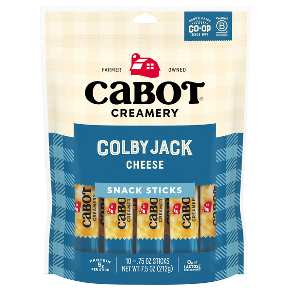 Cabot Natural Colby Jack Cheese Snack Sticks - 10 ct