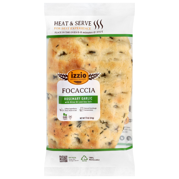 Izzio Artisan Bakery Rosemary Garlic Focaccia Bread Loaf