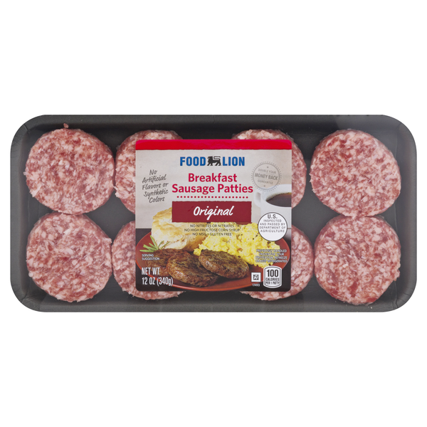 Food Lion Original Breakfast Sausage Patties - 8 ct