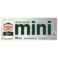 Canada Dry Zero Sugar Ginger Ale Soda Caffeine Free Mini - 10 pk