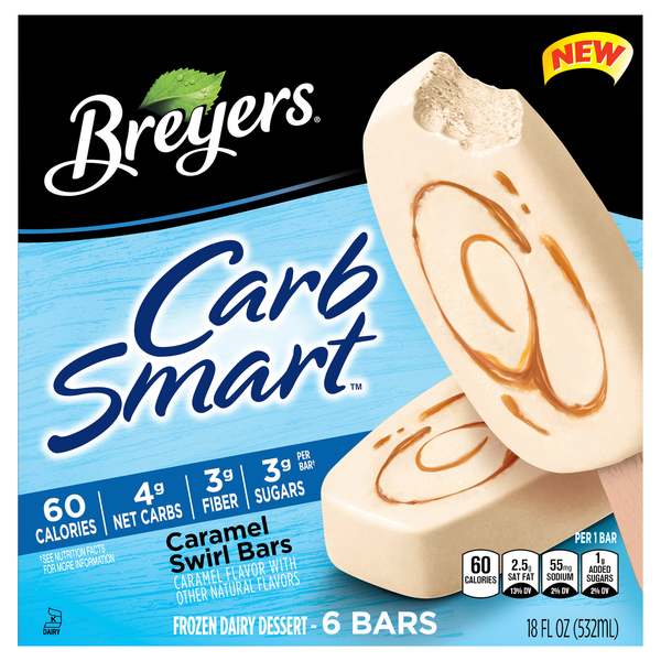 Save on Breyers Carb Smart Caramel Swirl Frozen Dairy Dessert Bars 6